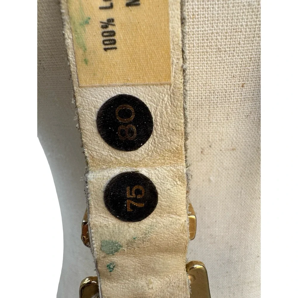 Lily Farouche‎ Munich Vintage White Leather Studded Buffalo Nickel Western Belt